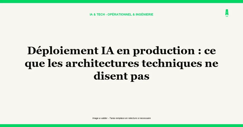 Déploiement IA en production : ce que les architectures techniques ne disent pas