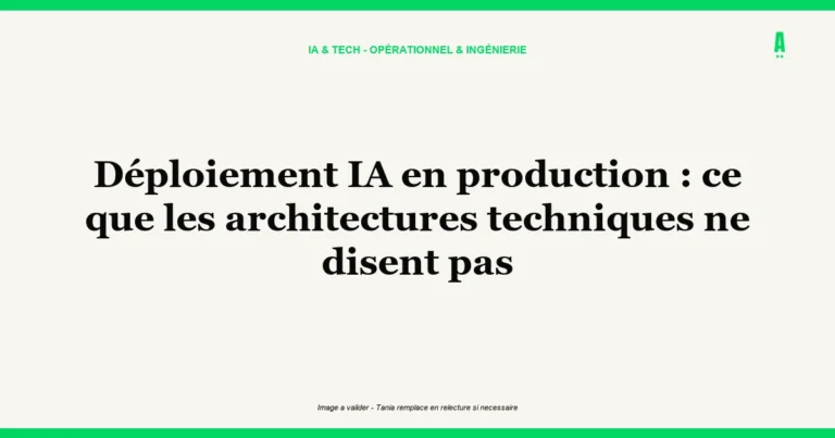Déploiement IA en production : ce que les architectures techniques ne disent pas