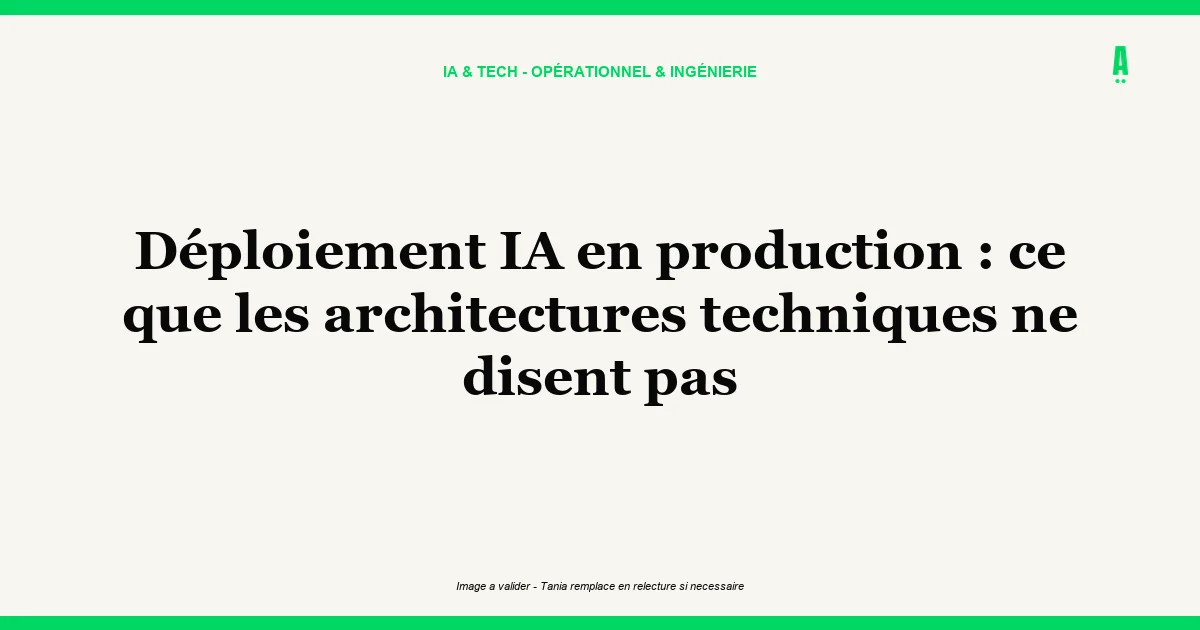 Déploiement IA en production : ce que les architectures techniques ne disent pas