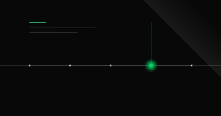 Couloir réglementaire sombre traversé d'un trait vert acide, calendrier d'échéances AI Act, palette éditoriale Afervescence.