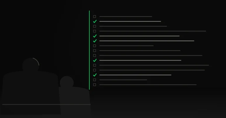 Équipe diverse examinant un inventaire d'outils d'intelligence artificielle sur écran, palette noir, vert acide et crème Afervescence.