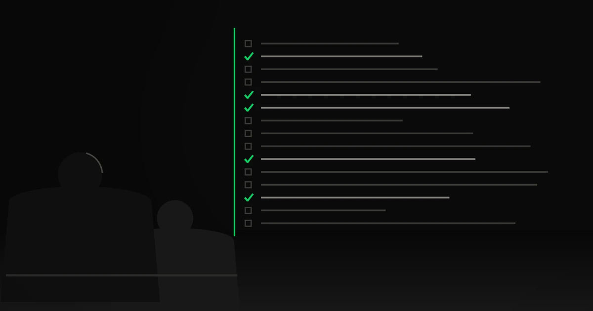 Équipe diverse examinant un inventaire d'outils d'intelligence artificielle sur écran, palette noir, vert acide et crème Afervescence.