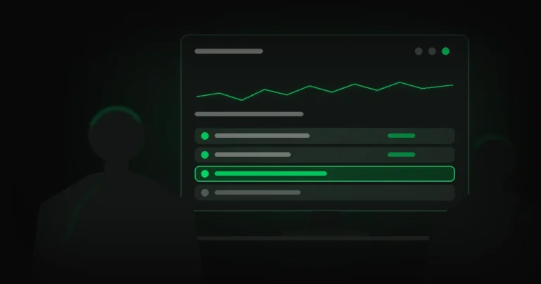 Développeuse et développeur devant un écran de supervision de site web, palette noir, vert acide et crème Afervescence.