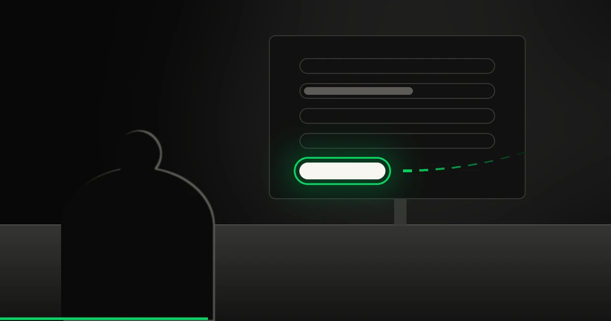 Personne de dos devant un écran affichant un formulaire de contact dont un champ est cerné de vert acide, palette Afervescence noir et crème.